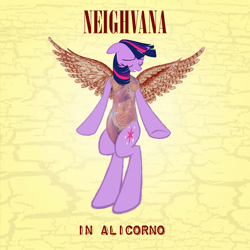 Size: 800x800 | Tagged: safe, derpibooru import, twilight sparkle, twilight sparkle (alicorn), alicorn, pony, album cover, digestive system, in utero, nirvana, parody