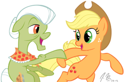 Size: 4670x3097 | Tagged: safe, artist:epic-panda17, applejack, granny smith, earth pony, pony, apple family reunion, dancing, simple background, transparent background, vector