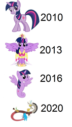 Size: 500x882 | Tagged: safe, derpibooru import, discord, twilight sparkle, twilight sparkle (alicorn), unicorn twilight, alicorn, draconequus, pony, sea pony, seahorse, unicorn, cardboard twilight, hilarious in hindsight, seapony twilight, stock vector, this isn't even my final form, we are going to hell