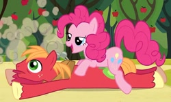 Size: 937x563 | Tagged: safe, screencap, big macintosh, pinkie pie, earth pony, pony, too many pinkie pies, male, out of context, pinkiemac, shipping, stallion, straight, surprise buttsex