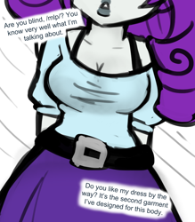 Size: 700x800 | Tagged: safe, artist:livesmutanon, rarity, comic:based anon, equestria girls, /mlp/, colored, explicit source, female, solo