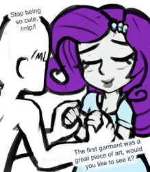 Size: 700x800 | Tagged: safe, artist:livesmutanon, rarity, comic:based anon, equestria girls, /mlp/, breasts, cleavage, colored