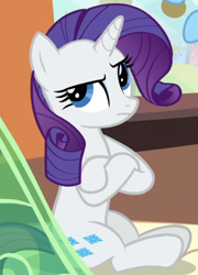 Size: 408x568 | Tagged: safe, rarity, pony, unicorn, games ponies play, crossed arms, female, mare, purple mane, solo, white coat