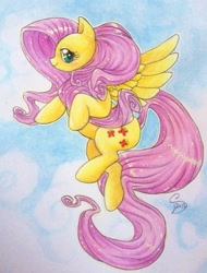 Size: 1849x2427 | Tagged: safe, artist:liluri-creations, fluttershy, pegasus, pony, female, mare, solo, traditional art