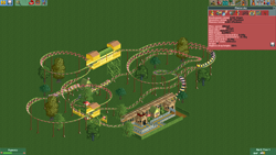 Size: 1280x720 | Tagged: safe, fluttershy, barely pony related, green background, pc game, roller coaster, rollercoaster tycoon, simple background, text