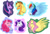 Size: 1500x1033 | Tagged: safe, artist:rosenightshade, derpibooru import, applejack, fluttershy, pinkie pie, rainbow dash, rarity, twilight sparkle, earth pony, pegasus, pony, unicorn, fulfilled cutie mark, horseface, mane six