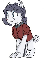 Size: 728x1000 | Tagged: safe, artist:dbkit, rarity, diamond dog, clothes, collar, diamond dogified, female diamond dog, jacket, raridog, solo, species swap