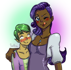 Size: 467x461 | Tagged: safe, artist:redmisa, rarity, spike, dark skin, female, humanized, male, shipping, sparity, straight