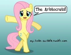 Size: 792x612 | Tagged: safe, artist:scribble, fluttershy, pegasus, pony, 30 minute art challenge, swapped cutie marks, the aristocrats