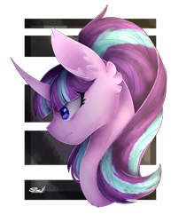 Size: 1309x1696 | Tagged: safe, artist:cloud-drawings, starlight glimmer, pony, unicorn, curved horn, female, mare, serious, serious face, solo