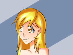 Size: 800x600 | Tagged: safe, artist:ritao3o, derpy hooves, blonde hair, clothes, female, humanized, smiling, solo