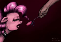 Size: 2056x1421 | Tagged: safe, artist:kamiyamayummy, pinkie pie, human, collar, hand, leash