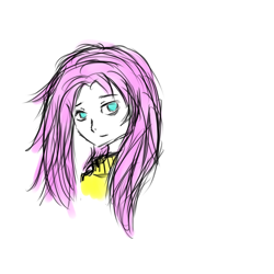 Size: 1024x1024 | Tagged: safe, fluttershy, human, clothes, female, humanized, pink hair, sketch