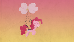 Size: 2560x1440 | Tagged: safe, artist:foxy-noxy, pinkie pie, earth pony, pony, chocolate milk, chocolate rain, cotton candy, cotton candy cloud, food, mouth hold, pronking, rope