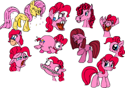 Size: 2000x1411 | Tagged: safe, artist:colossalstinker, fluttershy, pinkie pie, earth pony, pegasus, pony, female, mare, pinkamena diane pie, wings