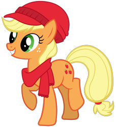 Size: 2100x2300 | Tagged: safe, applejack, earth pony, pony, christmas, clothes, hat, hearth's warming eve, scarf, simple background, solo, transparent background, vector