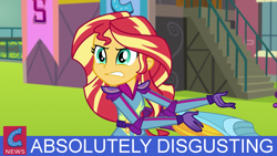 Size: 1920x1080 | Tagged: safe, edit, sunset shimmer, equestria girls, friendship games, absolutely disgusting, image macro, meme