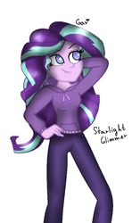 Size: 534x900 | Tagged: safe, artist:5341456, starlight glimmer, equestria girls, alternate hairstyle, clothes, female, hair swap, hoodie, simple background, solo, white background