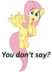 Size: 1000x1400 | Tagged: safe, fluttershy, pegasus, pony, image macro, reaction image, simple background, vector, white background, you don't say