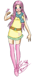 Size: 298x714 | Tagged: safe, artist:xxxskyvarivaraxxx, fluttershy, clothes, dress, humanized