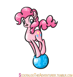 Size: 666x700 | Tagged: safe, artist:alskylark, pinkie pie, earth pony, pony, ball, female, mare, pink coat, pink mane, solo