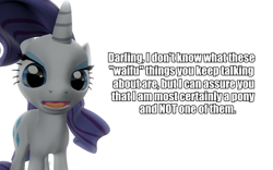 Size: 960x600 | Tagged: safe, artist:pinkie diane roosevelt phd, rarity, pony, unicorn, 3d, gmod, reaction image, solo, waifu