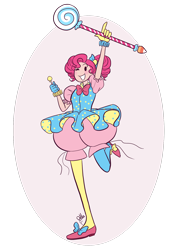 Size: 1280x1811 | Tagged: safe, artist:artbydana, pinkie pie, humanized, scepter, superhero