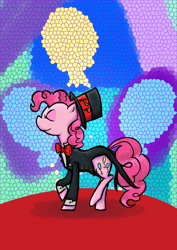 Size: 900x1273 | Tagged: safe, artist:voids-edge, pinkie pie, earth pony, pony, clothes, female, mare, pink coat, pink mane, suit