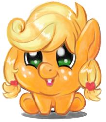 Size: 600x687 | Tagged: safe, artist:schnuffitrunks, applejack, earth pony, pony, baby, baby pony, filly, foal