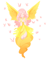 Size: 900x1119 | Tagged: safe, artist:vibratonal, artist:wonderholic, fluttershy, humanized, solo, winged humanization