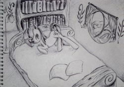 Size: 3352x2354 | Tagged: safe, artist:roadsleadme, derpibooru import, twilight sparkle, bed, book, solo, traditional art