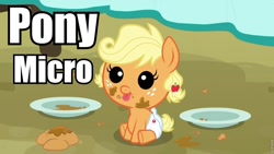 Size: 960x540 | Tagged: safe, applejack, earth pony, pony, babyjack, cute, female, filly, image macro