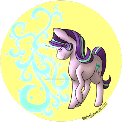 Size: 1024x1024 | Tagged: safe, artist:skittylover2012, starlight glimmer, pony, unicorn, abstract background, eyes closed, magic, solo, watermark