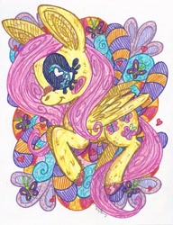 Size: 2480x3232 | Tagged: safe, artist:dolcisprinkles, fluttershy, pegasus, pony, colourful, heart eyes, solo, traditional art, wingding eyes