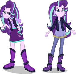 Size: 8500x8261 | Tagged: safe, artist:limedazzle, starlight glimmer, equestria girls, my past is not today, rainbow rocks, absurd resolution, alternate universe, boots, clothes, hand on hip, high heel boots, jacket, jewelry, leather jacket, necklace, simple background, skirt, solo, spikes, transparent background, vector