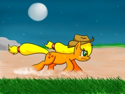 Size: 640x480 | Tagged: safe, artist:shinkuma, applejack, earth pony, pony, female, mare, moon, running