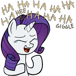 Size: 1280x1280 | Tagged: safe, artist:lemondevil, rarity, pony, unicorn, female, laughing, mare, purple mane, solo, white coat