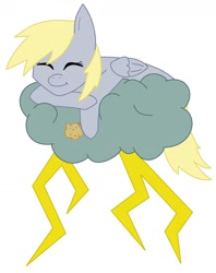 Size: 1024x1296 | Tagged: safe, artist:ollie-c, derpy hooves, pegasus, pony, female, happy, lightning, mare, muffin, solo