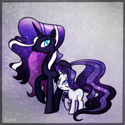 Size: 512x512 | Tagged: safe, artist:flarities, nightmare rarity, rarity, pony, unicorn, duality, self ponidox