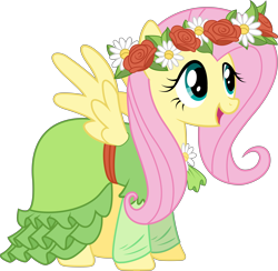 Size: 10721x10455 | Tagged: safe, artist:techrainbow, fluttershy, pegasus, pony, magical mystery cure, absurd resolution, clothes, dress, simple background, transparent background, vector