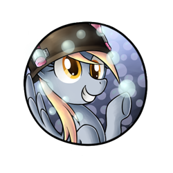 Size: 500x500 | Tagged: safe, artist:tina-chan, derpy hooves, pegasus, pony, cute, derpy soldier, female, mare, smiling, soldier, solo, team fortress 2