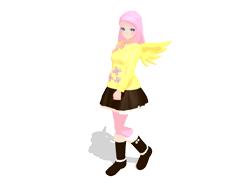 Size: 1024x768 | Tagged: safe, artist:kagaminefan209, fluttershy, humanized, mmd, winged humanization