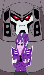 Size: 2000x3418 | Tagged: safe, artist:edcom02, starlight glimmer, robot, equestria girls, crossover, decepticon, goatee, megatron, ponytail, sideburns, transformers, transformers animated