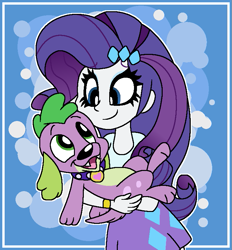 Size: 703x756 | Tagged: safe, artist:epicchamoo, rarity, spike, dog, equestria girls, carrying, spike the dog