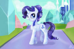 Size: 1896x1259 | Tagged: safe, artist:trefleix, rarity, pony, unicorn, crystallized, female, mare, purple mane, solo, white coat