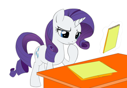 Size: 2200x1533 | Tagged: safe, artist:xn-d, rarity, pony, unicorn, female, mare, notebook, purple mane, solo, white coat