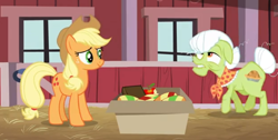 Size: 830x417 | Tagged: safe, applejack, granny smith, earth pony, pony, apple family reunion, female, mare