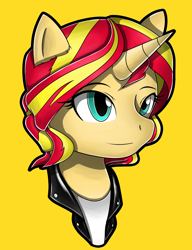 Size: 2000x2600 | Tagged: safe, artist:flam3zero, sunset shimmer, pony, unicorn, clothes, solo