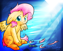 Size: 800x650 | Tagged: safe, artist:justagirlonline, fluttershy, pegasus, pony, crying, haircut, scissors, short hair, solo