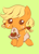 Size: 1024x1420 | Tagged: safe, artist:thegreataikosama, applejack, earth pony, pony, baby, baby pony, babyjack, cute, diaper, filly, foal, green background, jackabetes, mouth hold, simple background, solo